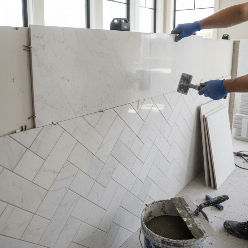 Marble Tile Floor Installation detail